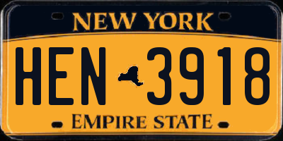 NY license plate HEN3918