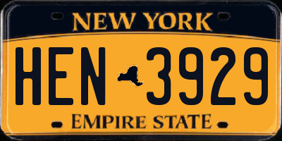 NY license plate HEN3929