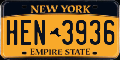 NY license plate HEN3936