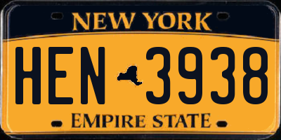 NY license plate HEN3938
