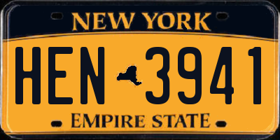 NY license plate HEN3941