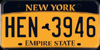 NY license plate HEN3946