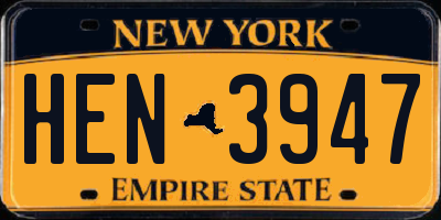 NY license plate HEN3947
