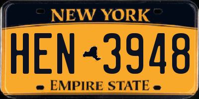 NY license plate HEN3948