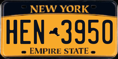 NY license plate HEN3950