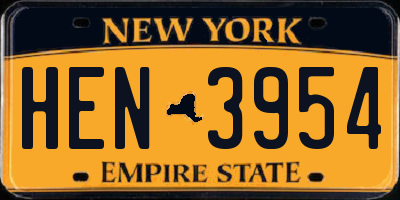 NY license plate HEN3954
