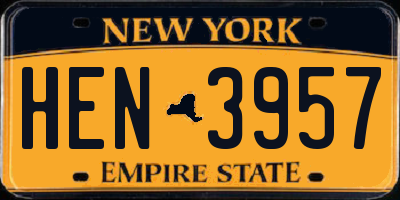 NY license plate HEN3957