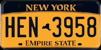NY license plate HEN3958