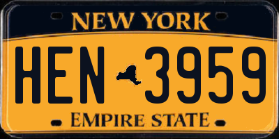NY license plate HEN3959