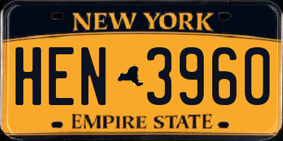 NY license plate HEN3960