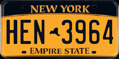NY license plate HEN3964