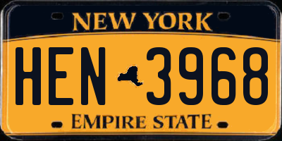 NY license plate HEN3968