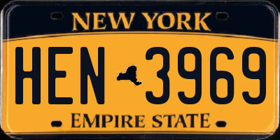 NY license plate HEN3969