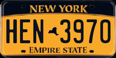 NY license plate HEN3970
