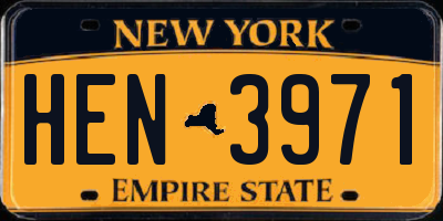 NY license plate HEN3971