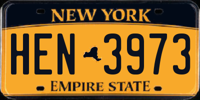 NY license plate HEN3973