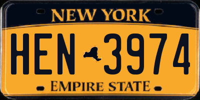 NY license plate HEN3974