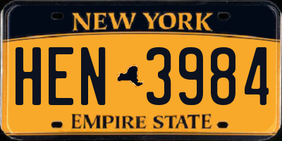 NY license plate HEN3984