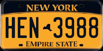 NY license plate HEN3988