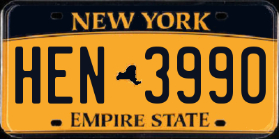 NY license plate HEN3990