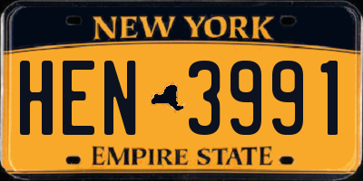 NY license plate HEN3991