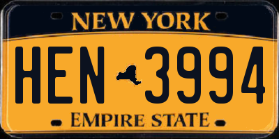 NY license plate HEN3994