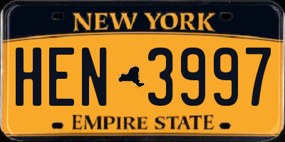 NY license plate HEN3997