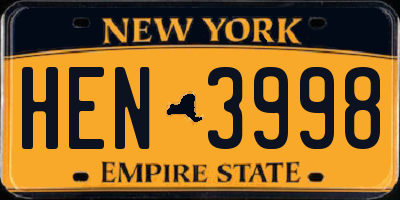 NY license plate HEN3998