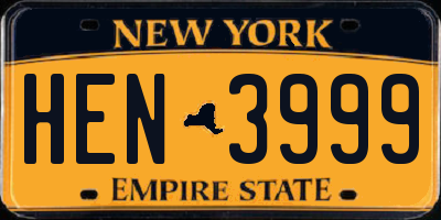 NY license plate HEN3999