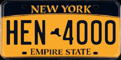 NY license plate HEN4000