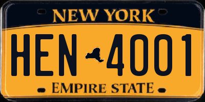 NY license plate HEN4001