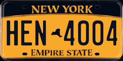 NY license plate HEN4004