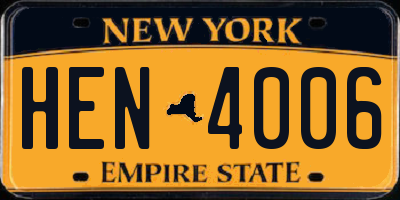 NY license plate HEN4006