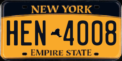 NY license plate HEN4008