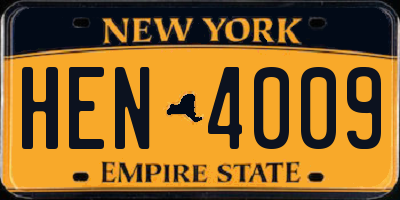 NY license plate HEN4009