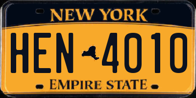 NY license plate HEN4010