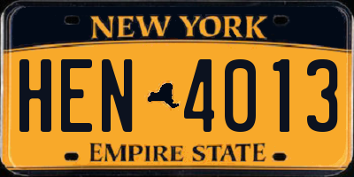 NY license plate HEN4013
