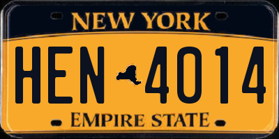NY license plate HEN4014