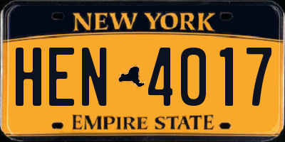 NY license plate HEN4017