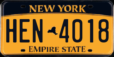 NY license plate HEN4018