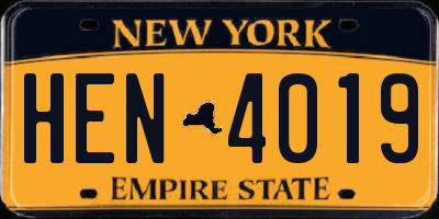 NY license plate HEN4019