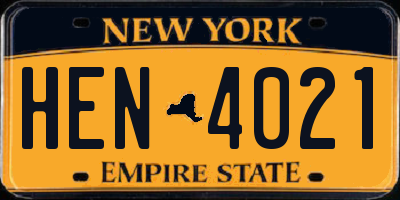 NY license plate HEN4021
