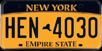 NY license plate HEN4030
