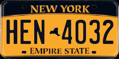 NY license plate HEN4032