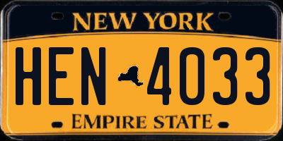 NY license plate HEN4033