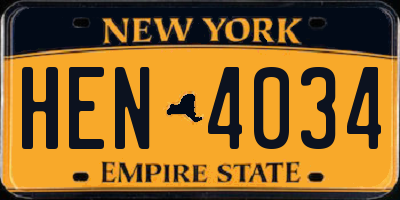 NY license plate HEN4034