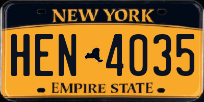 NY license plate HEN4035
