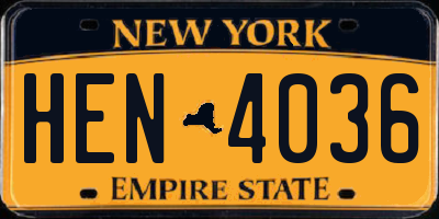 NY license plate HEN4036