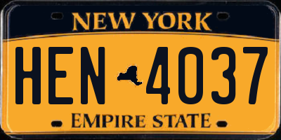 NY license plate HEN4037