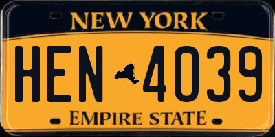 NY license plate HEN4039